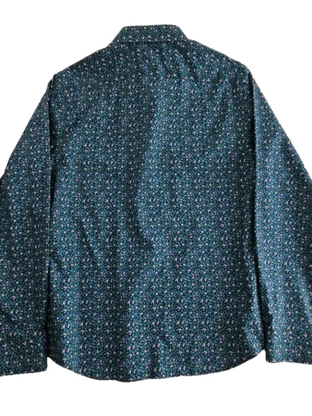 Banana Republic Shirt Men's L Large Blue Green Floral AOP Untucked‎ Slim Fit EUC